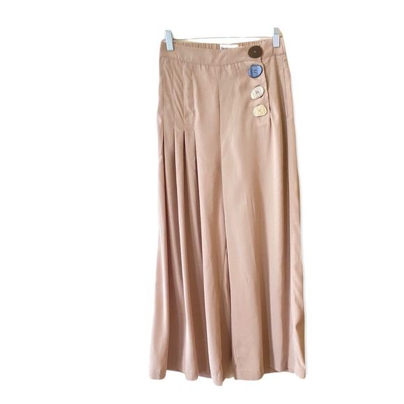 Sweet Orange Midi Cream Culottes Sz S - Picture 1 of 8